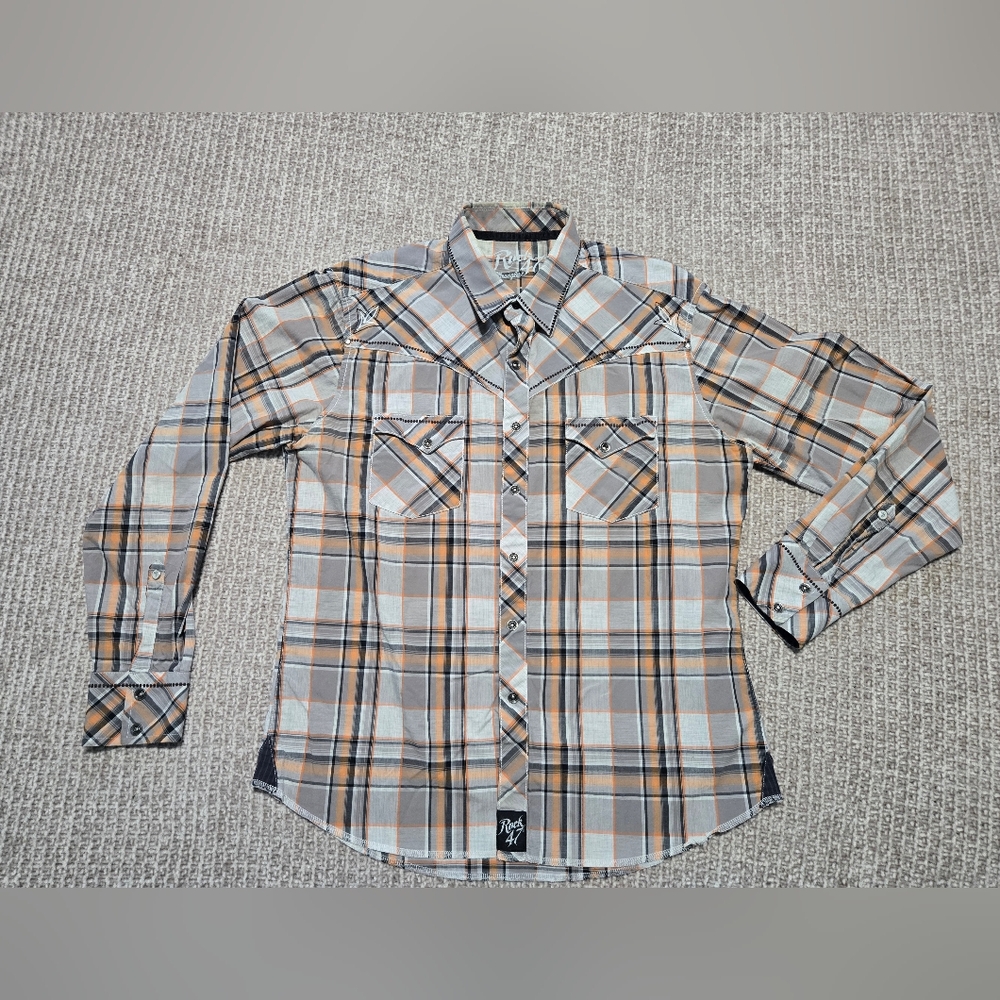 Rock 47 by Wrangler Long Sleeve Button Down Shirt Size Men's Large